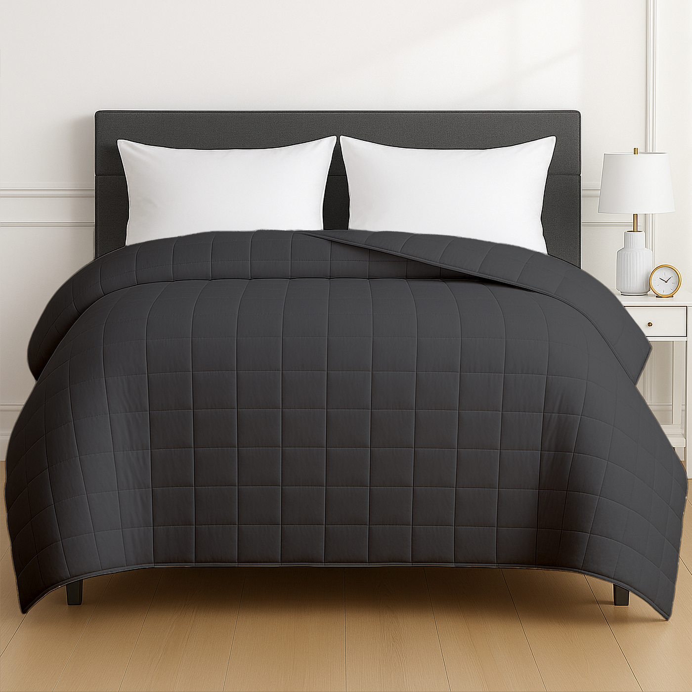 Oversized Grey Weighted Blanket King Size on King Bed for best sleep