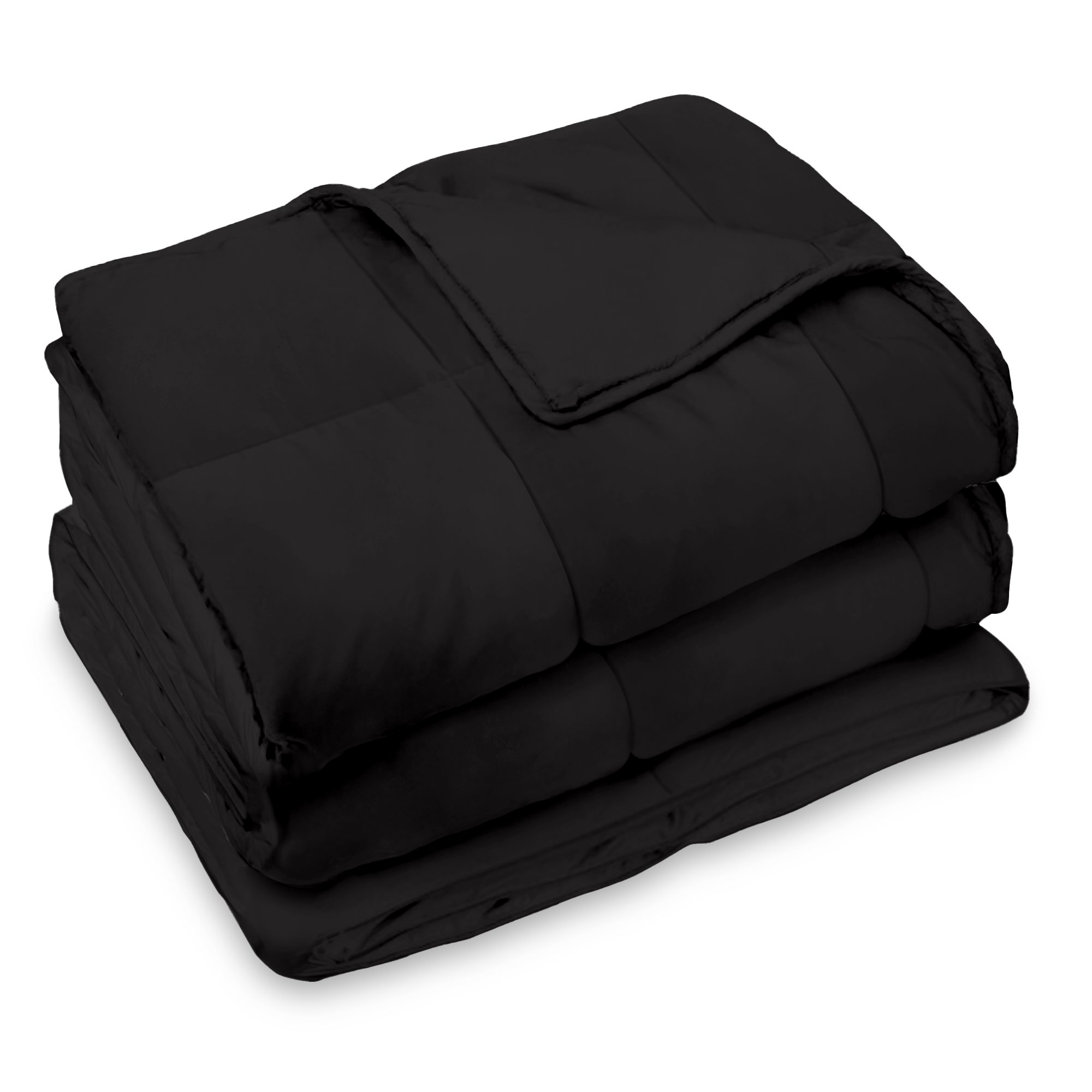 Black Weighted Comforter folded to show 3 times more fluff than regular weighted blankets - HomeSmart Products