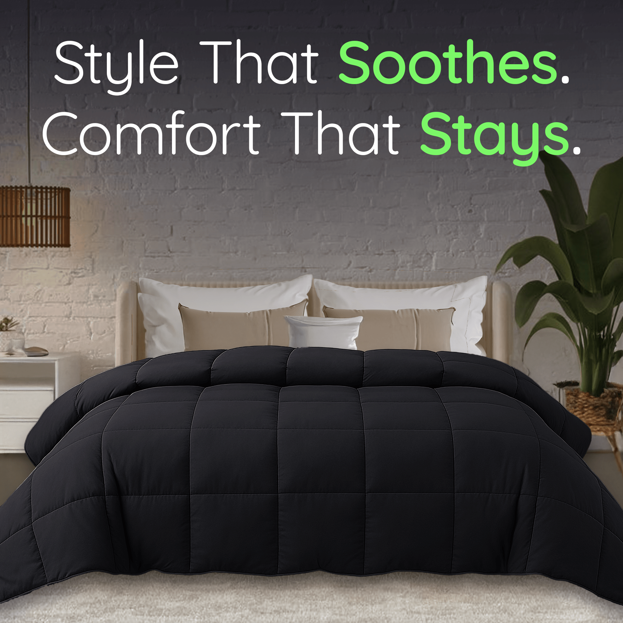 Black Weighted Comforter - HomeSmart Products with 3 times more fill than regular weighted blanket