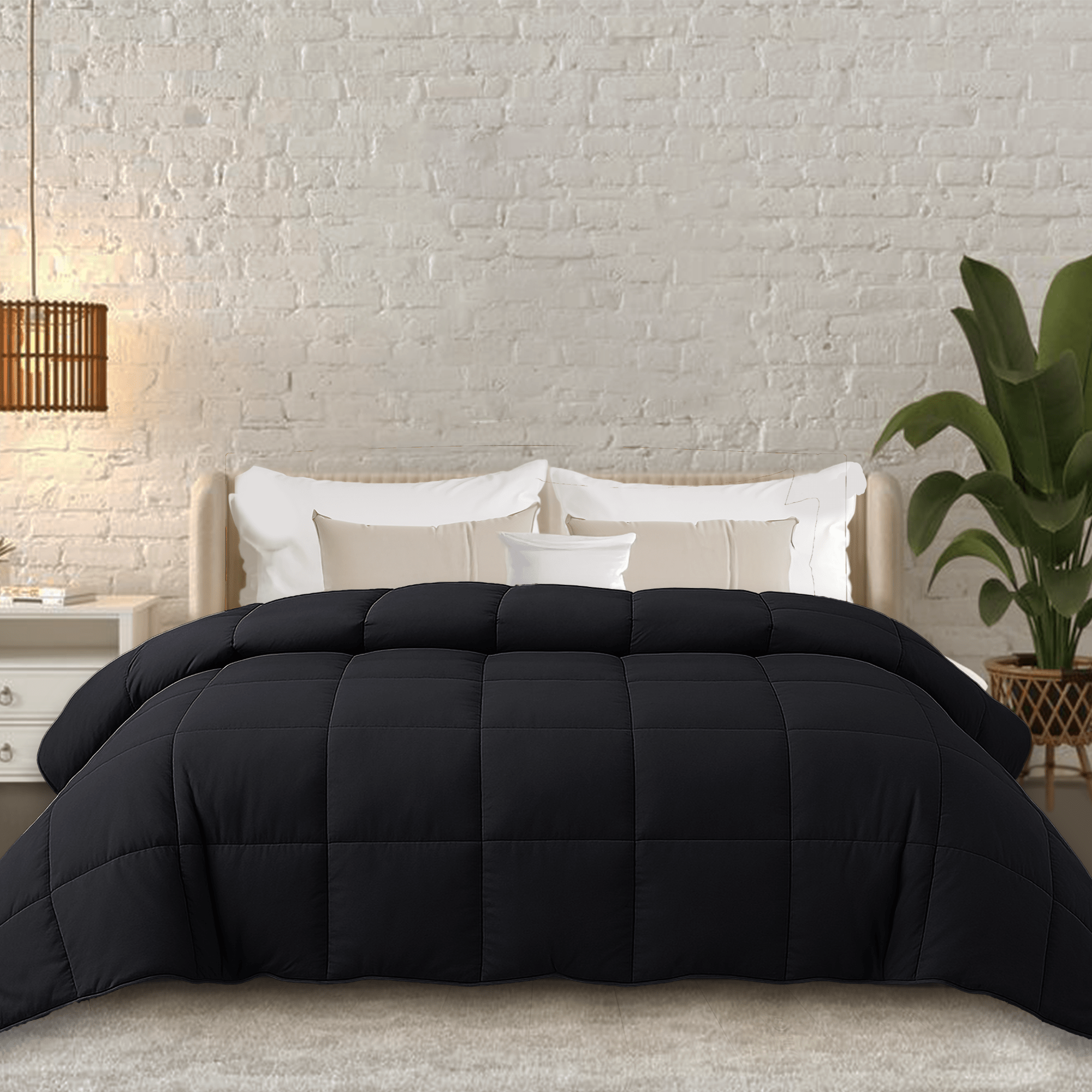 Black Weighted Comforter - HomeSmart Products with 3 times more fill than regular weighted blanket